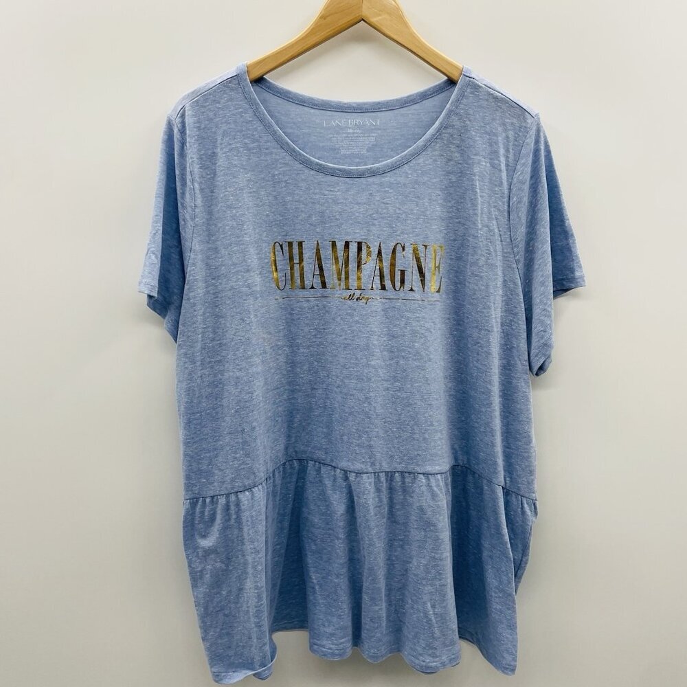 Lane Bryant Womens Plus Size 18/20 Champagne All Day Short Sleeve Peplum Tee 830